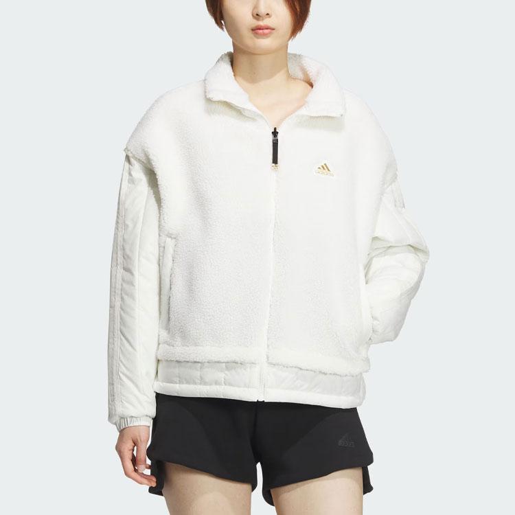 adidas FW23 Year Of The Dragon CNY Series Embroidered Reversible Fleece Casual Loose Jacket Women Jackets Han-Jade-White IX5957