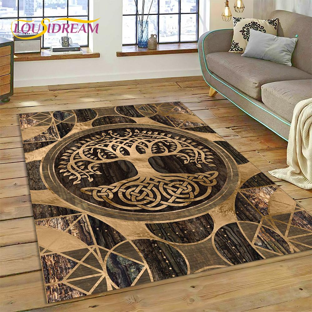 3D Tree of Life Nature Viking Yggdrasil Norse Rug Carpet for Living Room Bedroom Decor,Non-slip Decoration for Sofa Doormat Gift