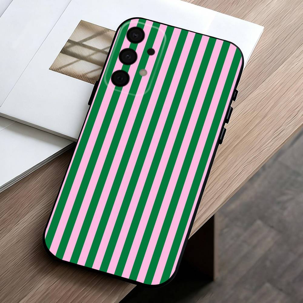 S-Striped Color-Blocking Art P-Pattern  Phone Case For Samsung Galaxy A73,A72,A71,A70,A53,A52,A51,Soft Silicone Black Cover