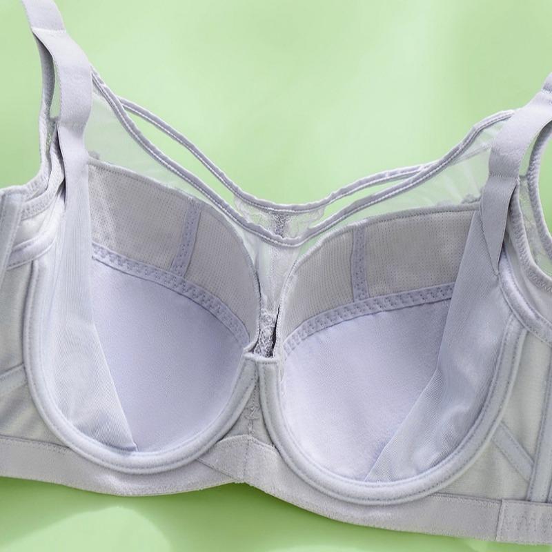 Evropská a americká prodyšná plus size podprsenka sexy síťovaná měkká s kosticemi, nádherná krajka, U-střih, krásná záda, plus size spodní prádlo