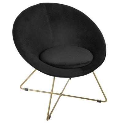"Evan" Armchair In Velvet &; Atmosphera Gold Feet - Black