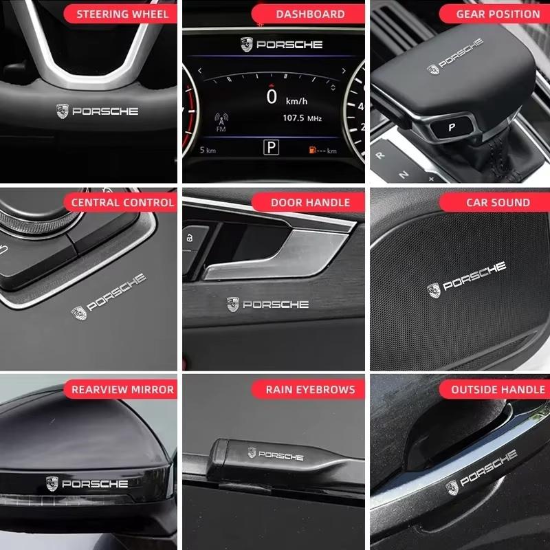 Car Metal Creative Stickers Waterproof Dirt-proof Stickers Accessories For Porsche 911 718 Taycan Panamera Cayenne Macan Cayman CVG1