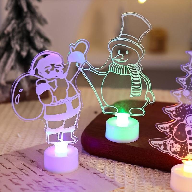 Glowing LED Acrylic Decoration Christmas Ornament Christmas Decorative Night Light For Kids Room Party Desktop Display