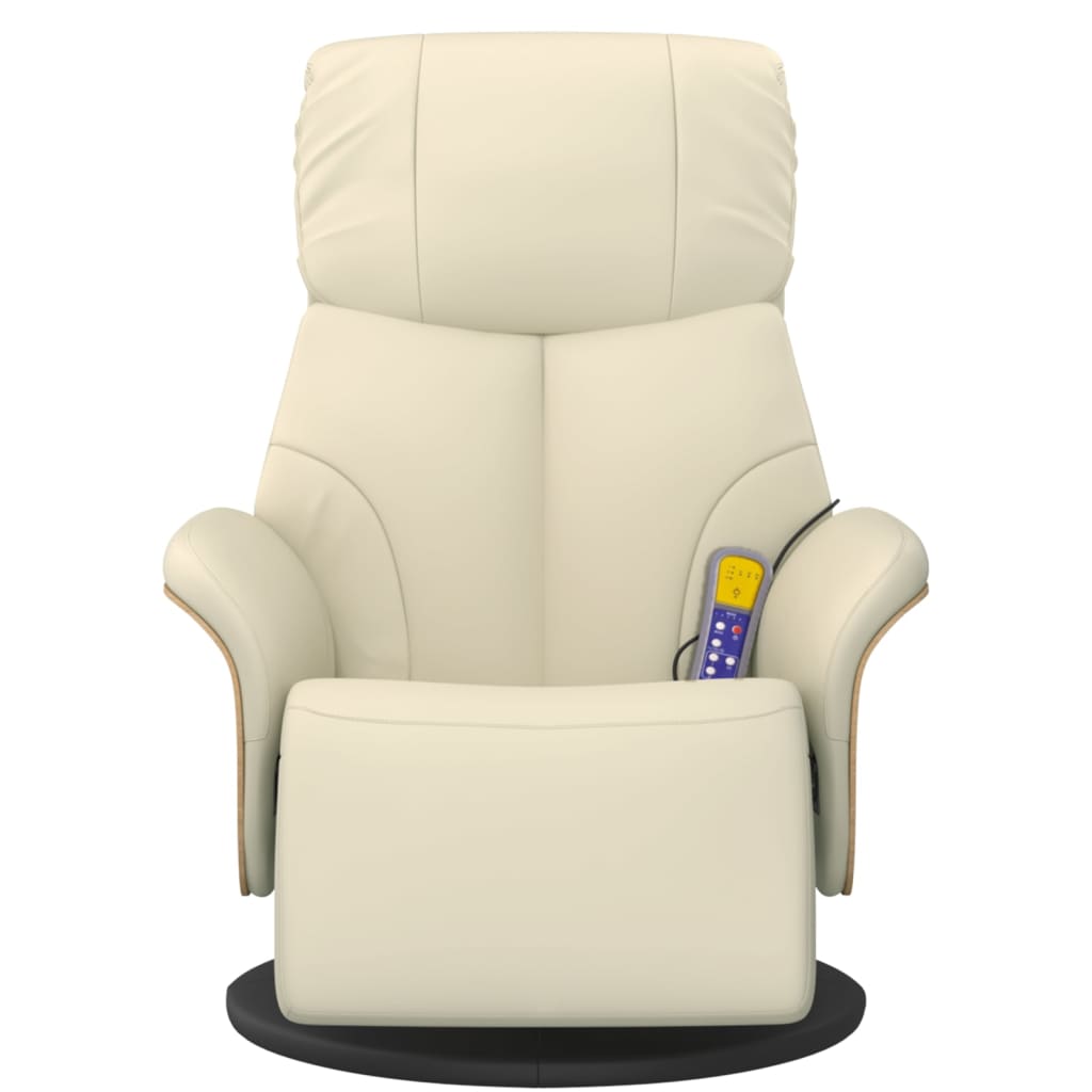 Massage Chair with Footrest Cream Faux Leather