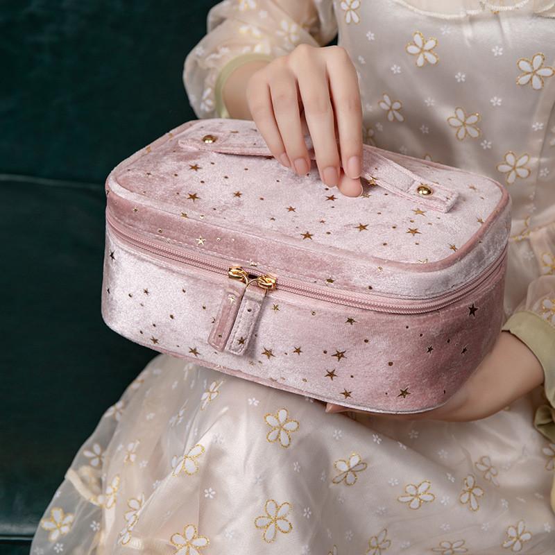 Luxurious Flannel Starry Clutch Makeup Bag For Travel And Cosmetic Storage