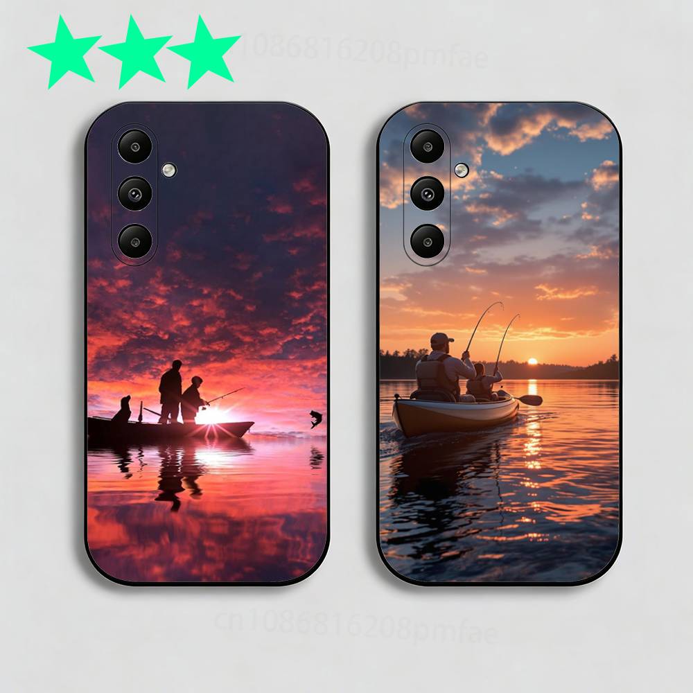 Bassboot Köderfischen Handyhülle Für Samsung Galaxy A13,21s,22,31,32,40,52,71,A91 Weiche Schwarze Hülle