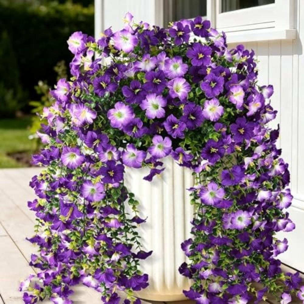 2pcs 72cm Faux Morning Glory Wall Hanging Artificial Flower Vine Lifelike Hanging Plant Balcony