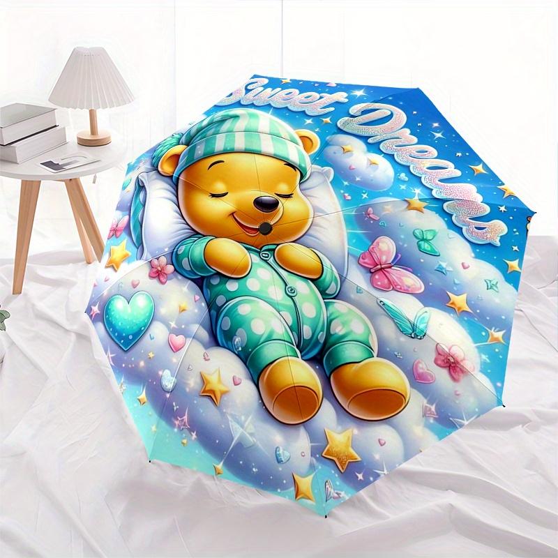 Parapluie Automatique à Ouverture et Fermeture Winnie l'Ourson 8 Baleines Coupe-vent Pliable Portable, Convient pour les Sorties Décontractées et d'Affaires, pour G
