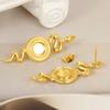 Geometric Round Square Heart Snake Blank Settings Cobochons Stainless Steel Ear Studs For Women Men Real Gold Plated DIY Jewelry