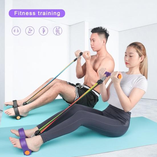 Multifunction Tension Rope Elastic Yoga Pedal Puller Resistance Band with Non-Slip Handle Leg Stretching Tension Rope Home Fitness Equipment
