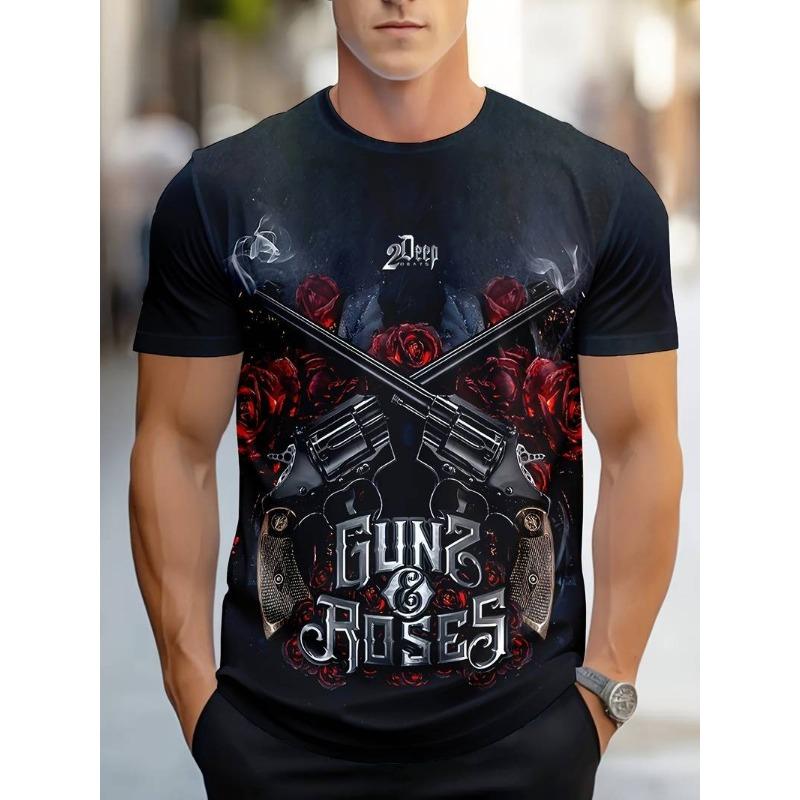 Summer Round Neck 3D Cool Print Top Fashionable Casual Short Sleeved Men's T-shirts