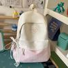 Schoolbag clear ice blue plaid splicing milk fufu student party schoolbag day Korean sweet sister holiday girlfriends travel small backpack