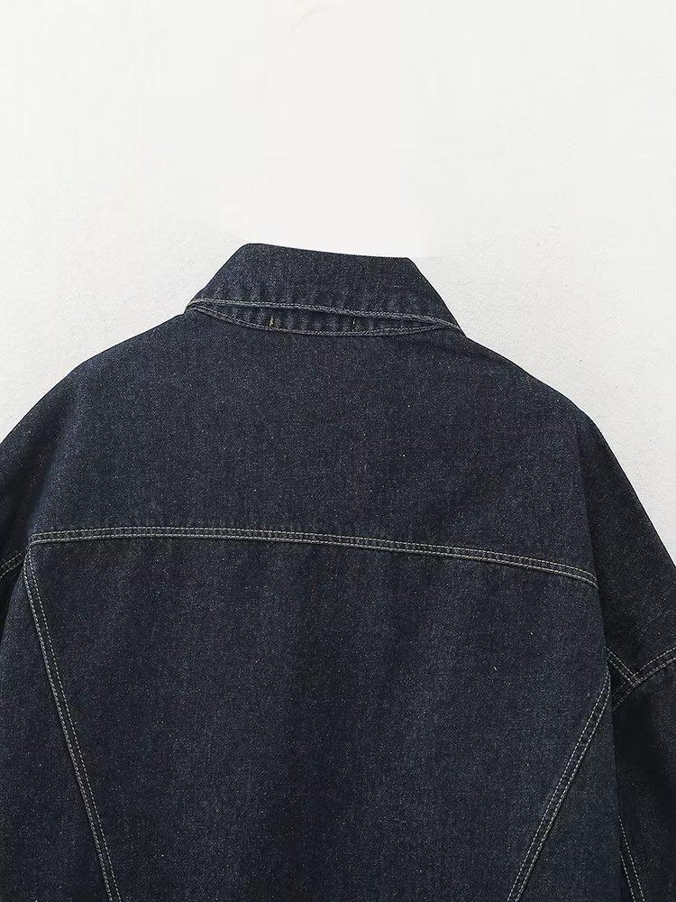 New European & American Women's Denim Lapel Jacket with Flared Pants Suit