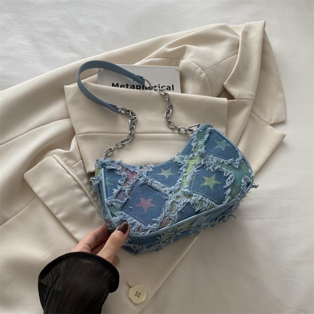 New Design Denim Underarm Bag Vintage Women's Handbag Trendy Single Shoulder Bag Lady
