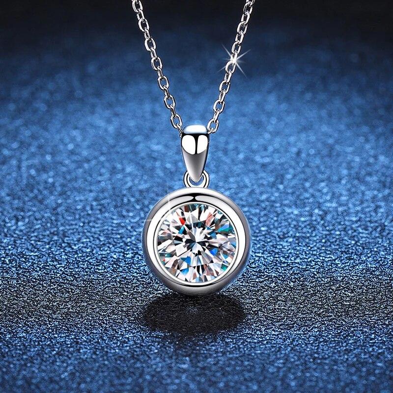 D color 3ct Moissanite Diamond Pendant Necklace 925 Sterling Sliver Round Shape Necklaces Wedding Bridal Fine Jewelry For Women