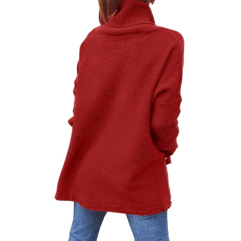 YYFS Damesmode Casual Herfst Winter Effen Kleur Print Lange Mouw Hoge Hals Tops Dameskleding Wollen Gebreide Kleding Truien