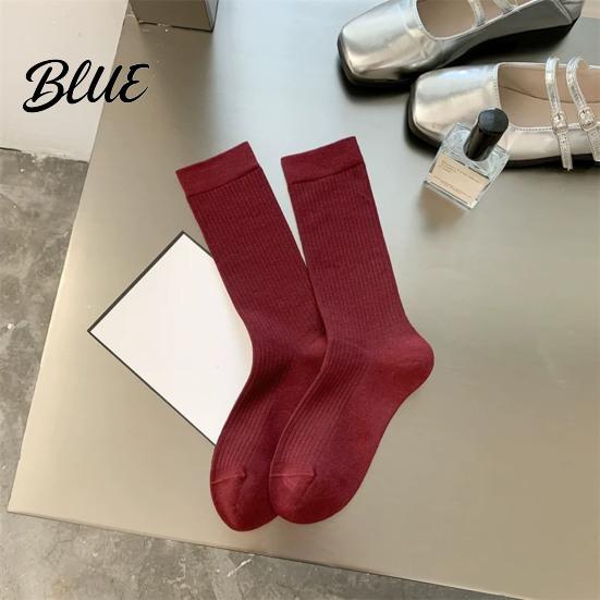 Cotton Crew Socks Women Socks Ribbed Knit for Autumn Winter Minimalist Solid Comfortable Daily Wear Color Soft Breathable Stretchy Casual