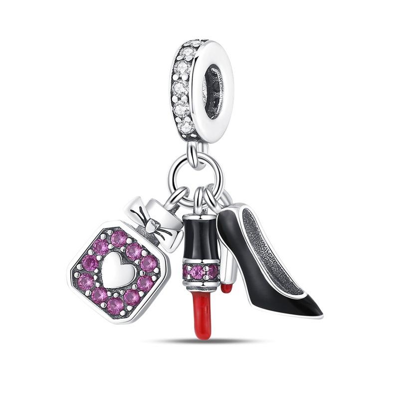Muse Series Perfume Lipstick High Heels Bag Charm Beads Copper Valentine'S Day Birthday Gift