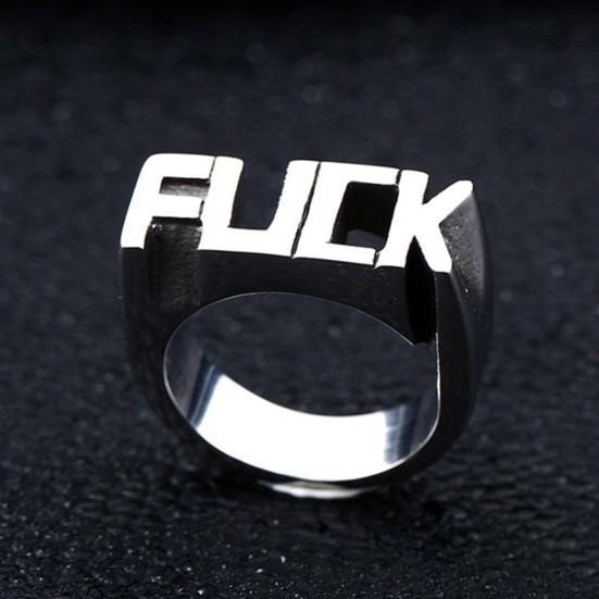 Punk Stainless Steel Letter Style Cool Hip Hop Finger Ring Jewelry for Women Men