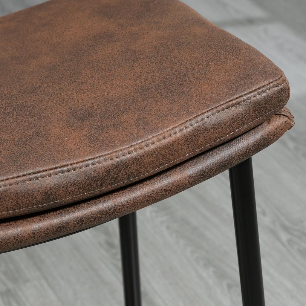 Juego de 2 taburetes de bar con reposapiés de acero estilo industrial asiento curvo 48,5 x 38,5 x 68,5 cm marrón negro