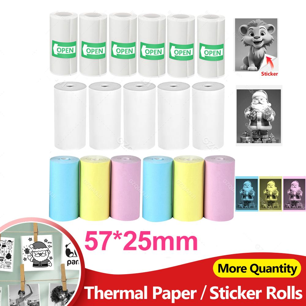 57*25MM Thermopapier Etikettenaufkleber Kleberrollen Papier Für Mini Drucker Sofortdruck Kinderkamera Druckpapier Ersatz