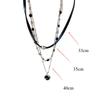 Fashion Light Luxury Multi Layered Exquisite Jewelry Black Leather Rope Chain Small Pendant Gift