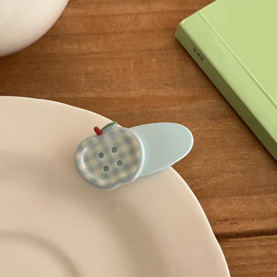 4 Pièces Pinces à Cheveux Fille Couleur Crème Macaron Motif à Carreaux Design Bouton Fruité Pinces à Cheveux Légères Prise Stable Respectueux du Cuir Chevelu Accessoires pour Cheveux
