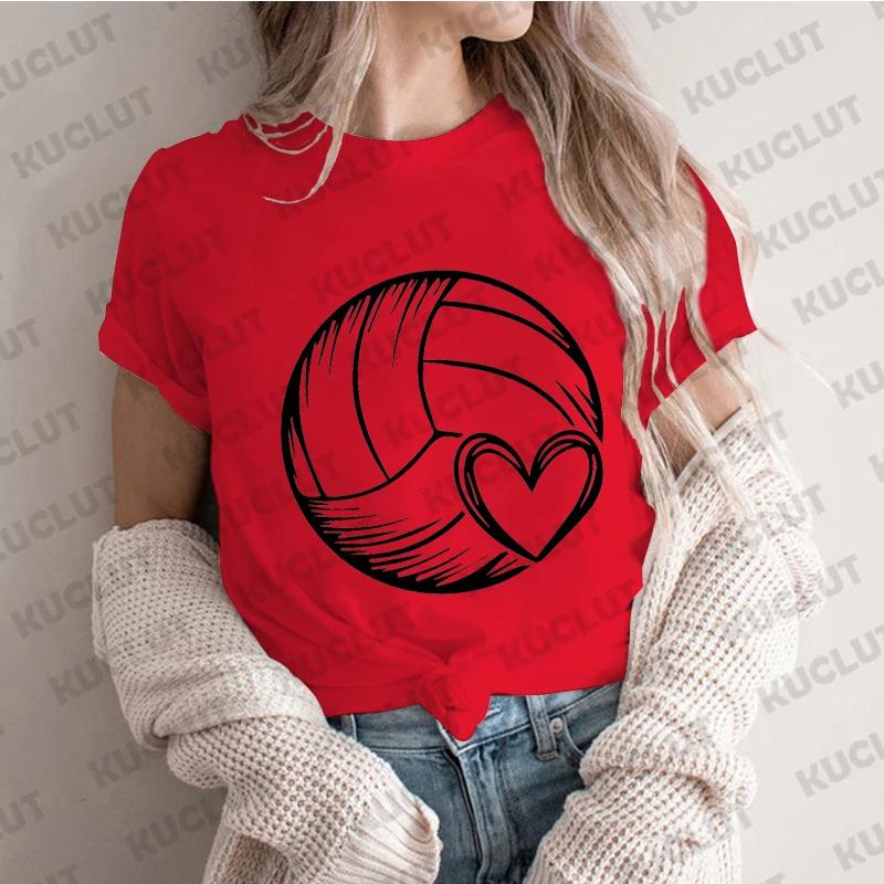 Unisexs Heart Print Volleyball Tshirt Short Sleeve Volleyball Team Tee Game Day Top For Volleyball Lovers