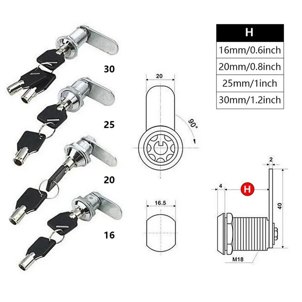 Mailbox Lock Cylinder Cabinet Locker Bright Chrome