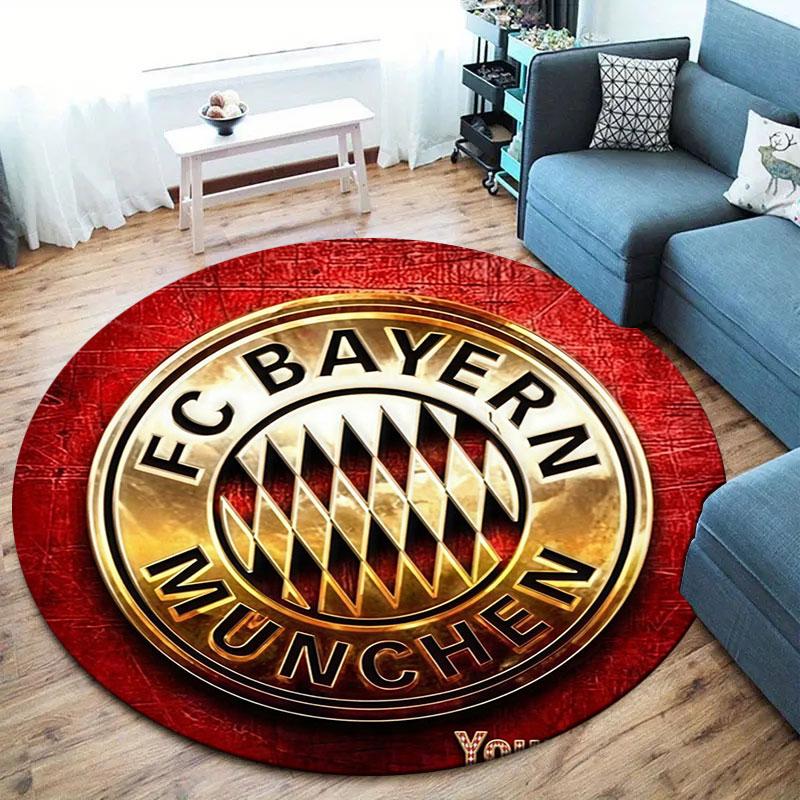 FC Bayern München Okrúhly koberec s vlastným menom, Kobercový koberec do obývacej izby, spálne, k pohovke, herne, Protišmyková podložka