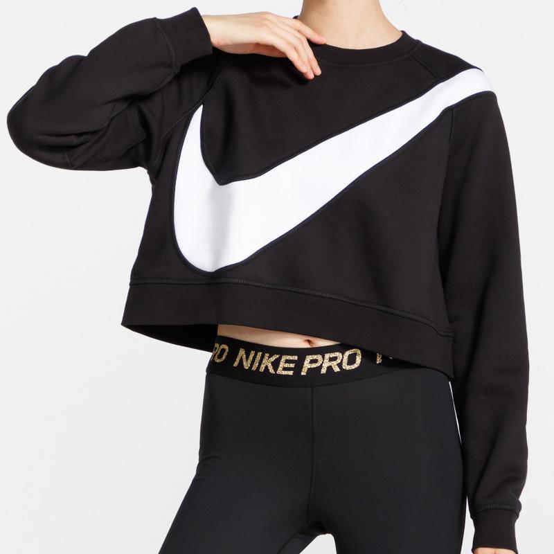 Nike Ropa Deportiva Swoosh Sudadera de Felpa para Mujer Tops Negro BV3934-011