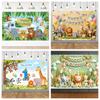 Cartoon Jungle Zoo Children's Birthday Party Decoration Photography Background Cloth Banner