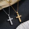 Trendy European & American Cross Pendant Necklace, Stainless Steel, Long Clavicle Chain