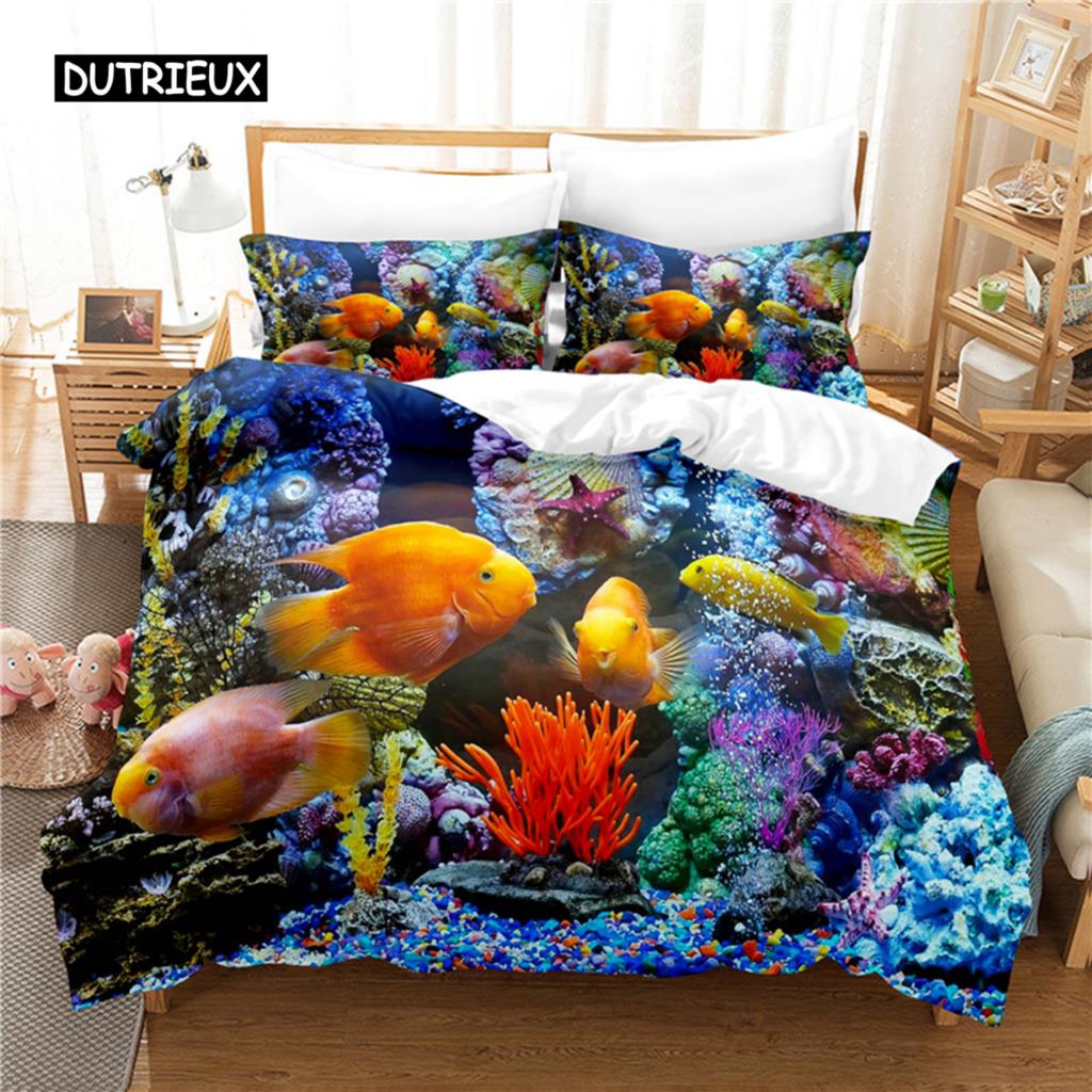 Onderwater Wereld 3D Beddengoed Set Queen Size Dekbedovertrek Digitale Print Mode Design Beddengoed Zacht Comfortabel