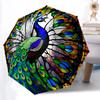 1pc Peacock StainedGlass Automatic Open/Close Umbrella Compact Folding Umbrella, All-Season Portable Umbrella for Women/Men F1124034