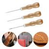 3 adet/takım ahşap saplı ayakkabı tamiri bız deri ayakkabı dikiş ayakkabıcı aracı DIY zanaat tamir el dikiş düz kavisli kanca
