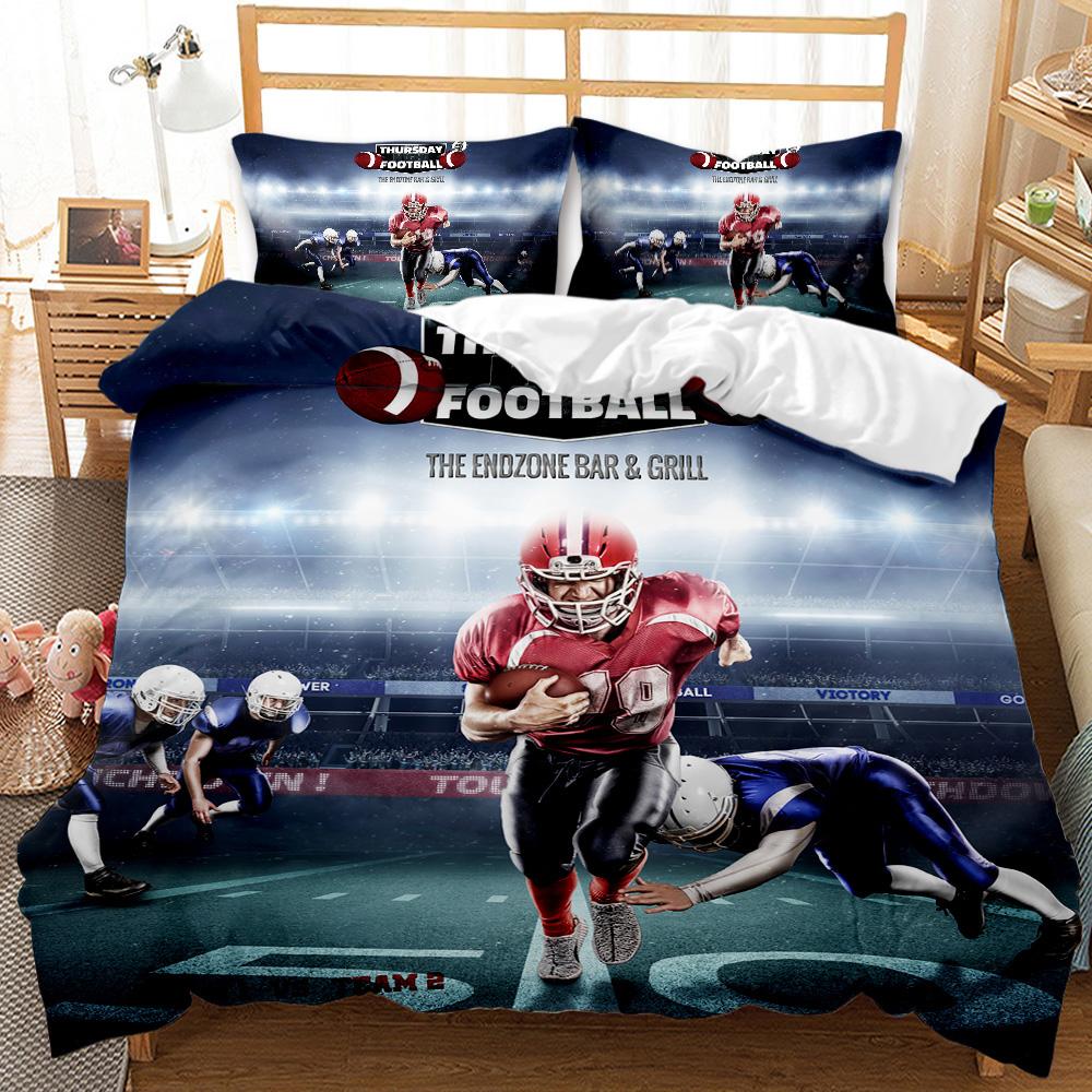 Football Duvet Cover Set Soccer Goal Soft Bedding Set Sports Competitive Theme 2/3Pcs Full Queen King Size Quilt Cover