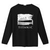 Titanic Hundimiento Historia Camiseta Mujer Negra vintage Lavada Transpirable moda Elástica Cómoda gráfica Casual Elegante