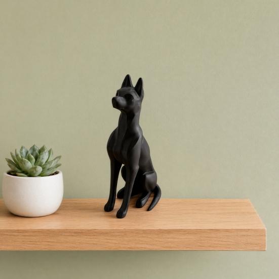 baizihuahu 3D Printed Sitting Dog Figurine, Modern Minimalist Statue, Animal Sculpture Decoration for Home Office Desk, Gift Pet Lovers