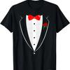Black And White Tuxedo With Ruffles And A Rose Shirt