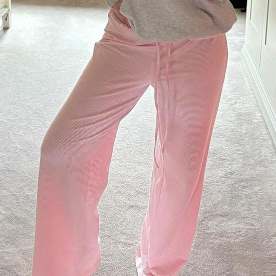 Pantalones casuales para mujer, rectos, anchos, con estampado a rayas, largos, con cintura ajustable y corte holgado.