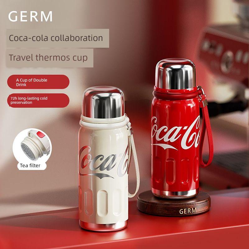 Germ Coca-Cola Large-Capacity Thermos Cup for Boys and Girls, Portable Water Bottle, Student Water Cup, 316 Stainless Steel