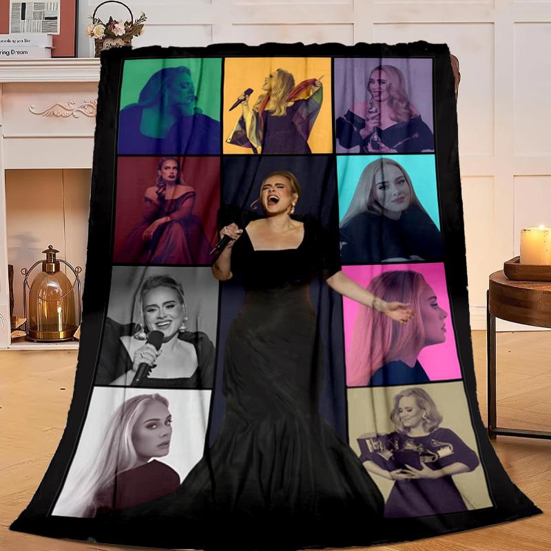 1PC A-dele's Pop Music Flannel Blanket Gift, Suitable for Both Men And Women, Soft Ideal for Beds And Sofa, Birthday Or Christmas Gift