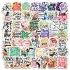 50 Bible Stickers Creative Positive Energy Text Short Sentences Inspirational English Sentences Waterproof Pocket Book Stickers