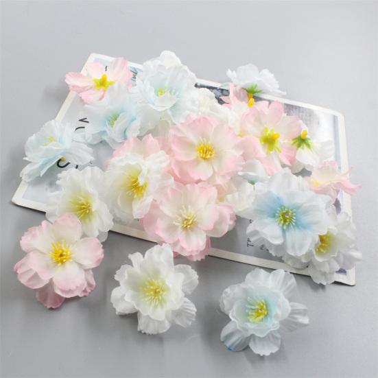 10 Stück Künstliche Kirschblüten-Blütenköpfe Mini-Fälschung Seiden-Kirschblütenblüten für Bastelarbeiten Braut-Haarspangen Haarbänder Kleider DIY-Zubehör