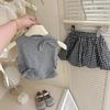 Girls' 2025 Summer Gray Vest & Polka Dot Tutu Skirt Set