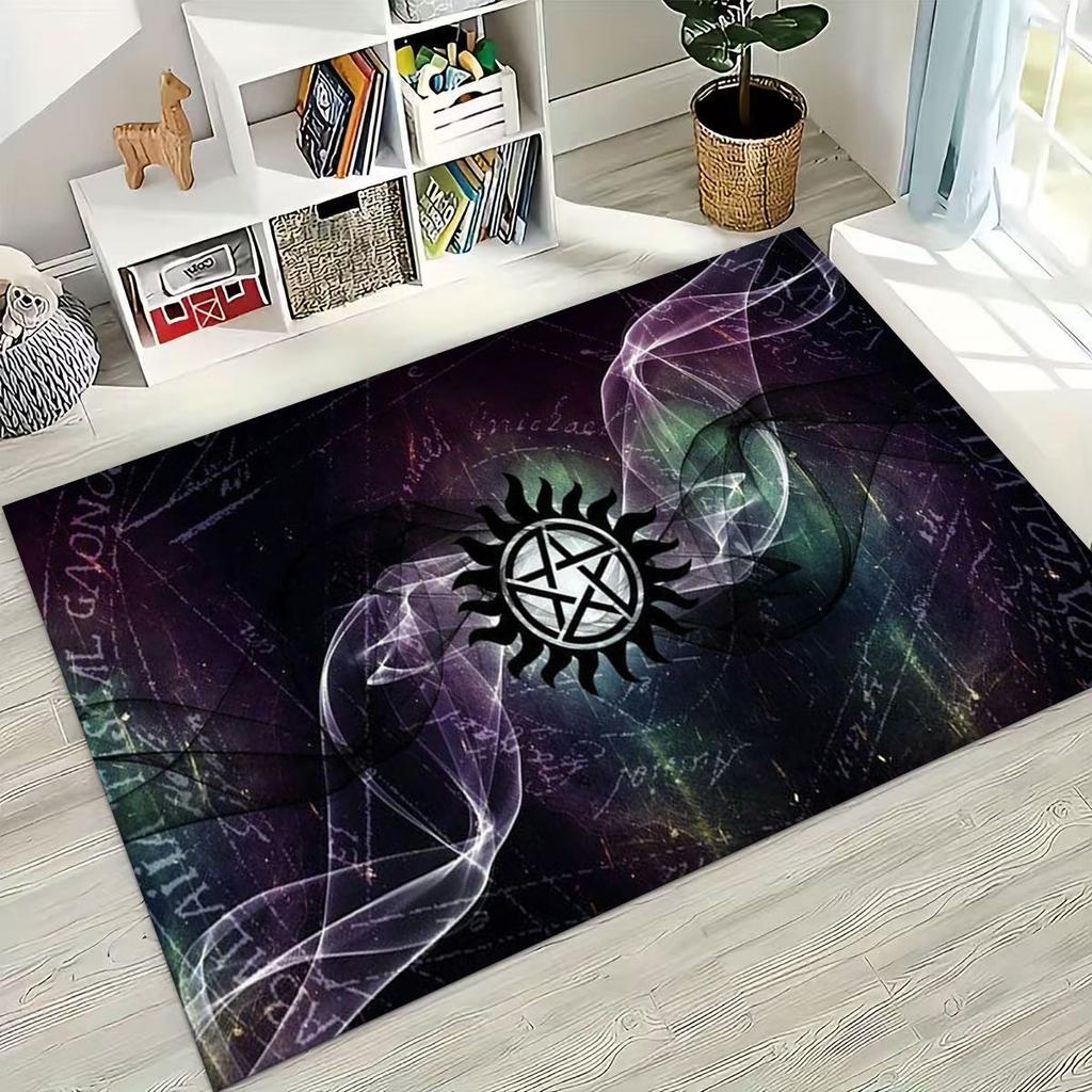 SPN Supernatural Dean Sam Winchester Castiel Rug for Bedroom Living Room Sofa Home Doormat Decor, Large Kids Non-slip Floor Mat