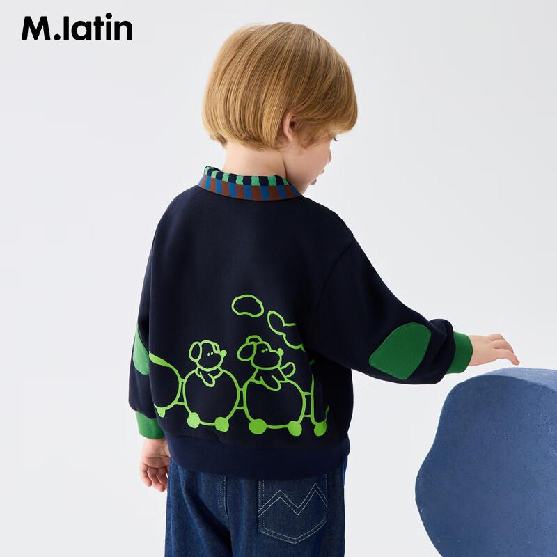 M.Latin Boys' 2025 Winter Fleece Jacquard Polo Sweatshirt