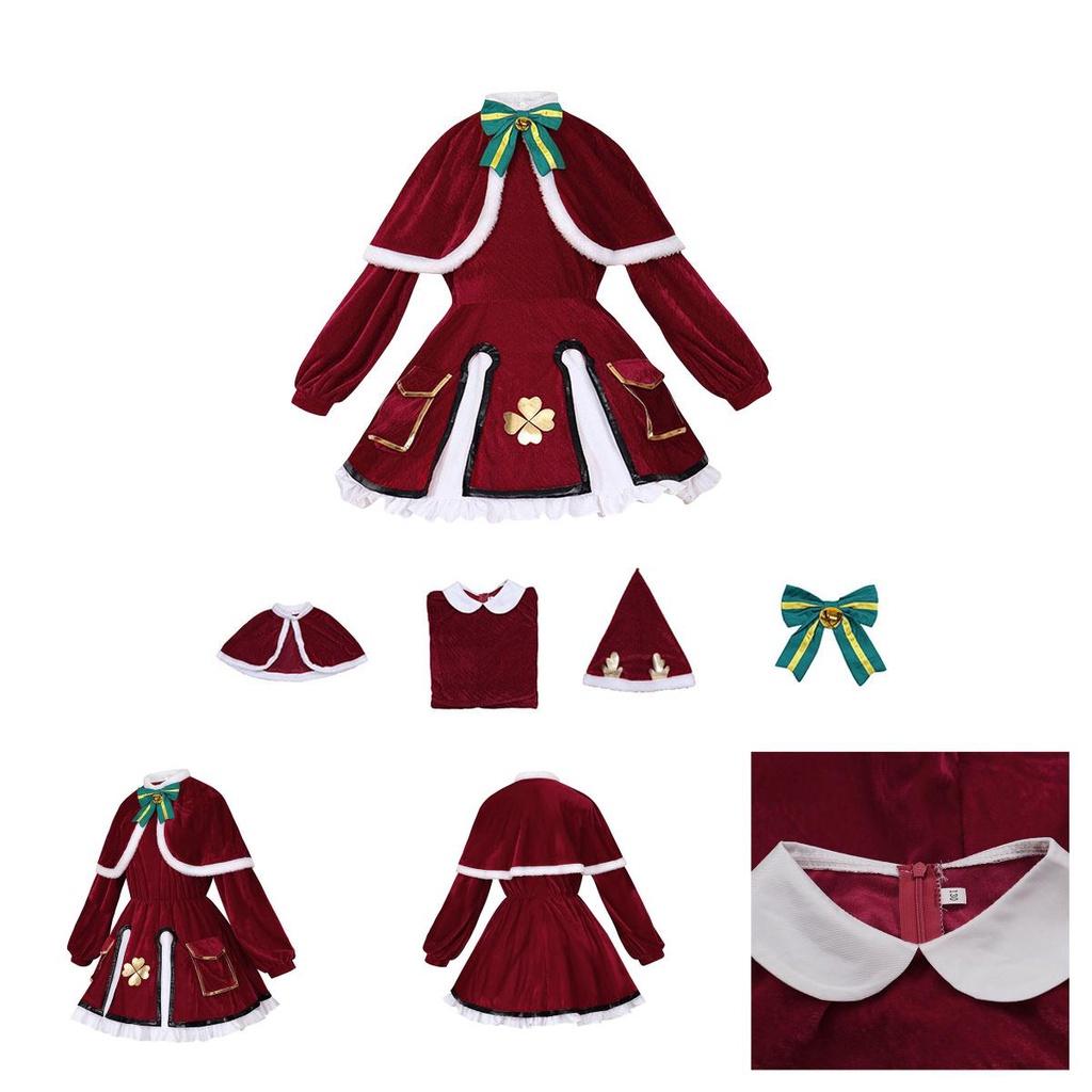 Klee Christmas Cosplay Costume Set For Anime Fans Velvet Fabric Cute And Sweet Style