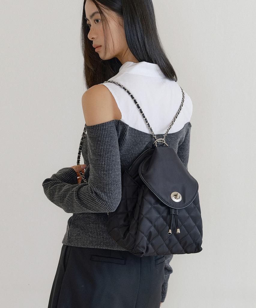 Lucir Zu Convertible Quilted Chain Bag (Black)